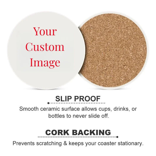Custom UV Printing Ceramic Cork Coaster