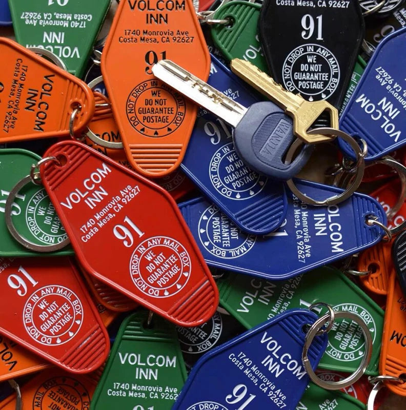 Custom Plastic Double Hot Stamp Gold/silver/white Foil logo keyrings