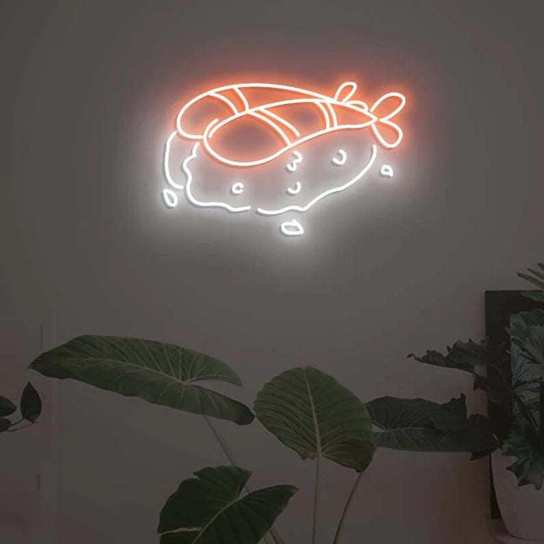 Sushi Neon Sign, Japanese Food Led Sign, Kitchen Sushi Rolls Neon Sign 