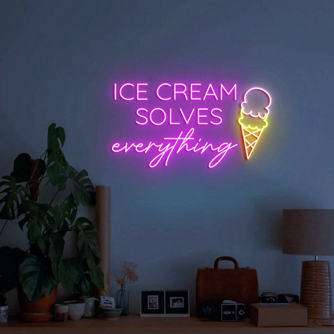 Ice Cream Solves Everything - LED light neon sign
