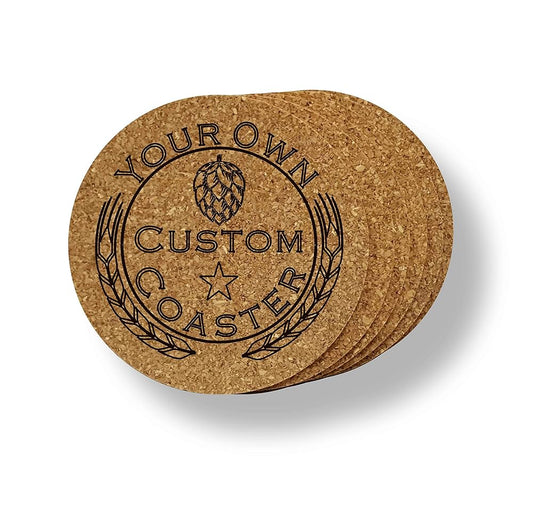 CUSTOM TEXT Coaster Set | Personalized Engraved Cork Coasters 