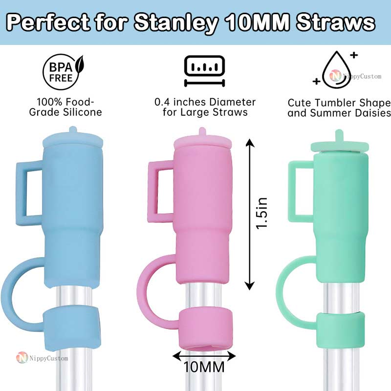 Custom Reusable Straw Cover Cap Silicon Straw Topper