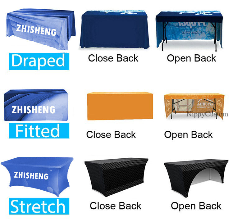 Custom Print Full Color Table Cover 4ft 6ft 8ft Table Cloth Spandex Good Elasticity