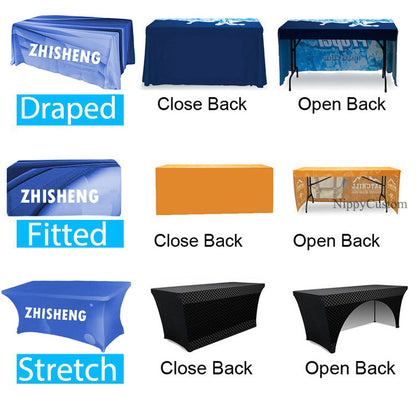 Custom Print Full Color Table Cover 4ft 6ft 8ft Table Cloth Spandex Good Elasticity