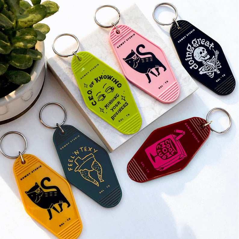 Custom Vintage Hotel/ Motel Key Chains Key Tag Print Your Design For Motel, Casino or Resort