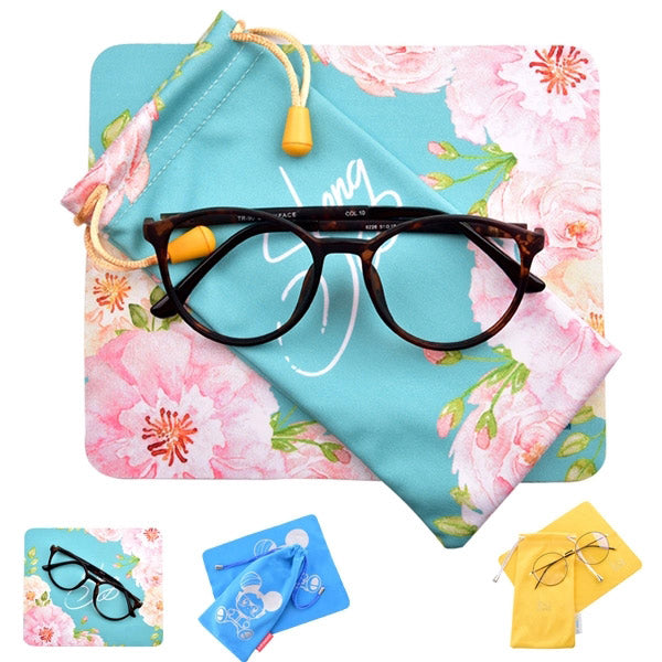 Custom Logo Soft Microfiber Cloth Sunglasses Pouch Small Drawstring Glasses Carrying Bags Screen Printing Eyeglasses Cases Bags