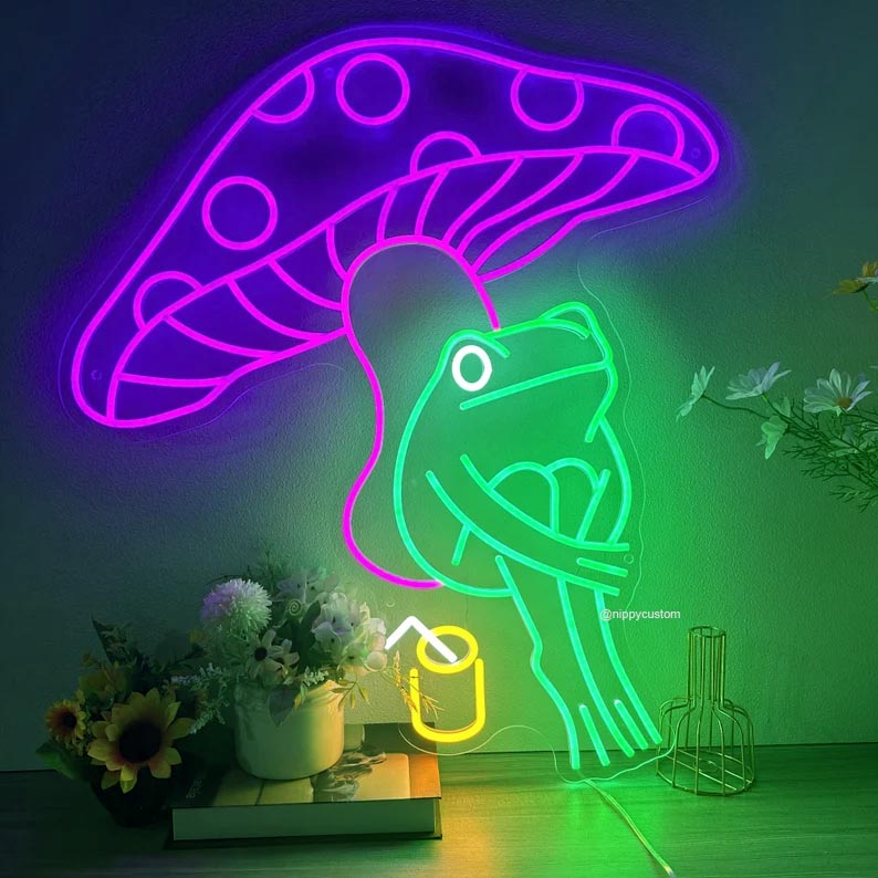 Mushroom Frog Neon Sign