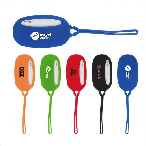 Custom Bright Durable Silicone Oval Luggage Tags Soft Flexible Travel Suitcase Identification Name Badge Holder 