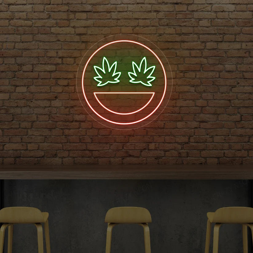 Smiley Weed Neon Sign