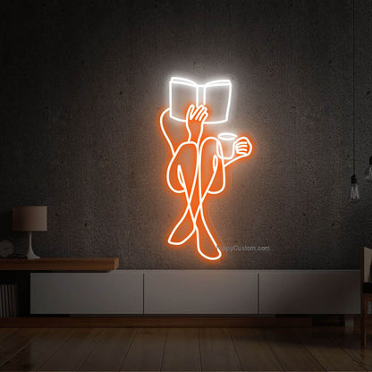 Woman Reading Neon Sign, Woman Reading Led Sign, Woman Body Neon Sign, Legs Neon Sign, Girl Reading Neon Sign,Woman Neon Sign,Book Neon Sign