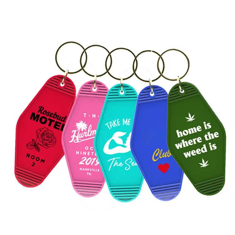 Bulk Custom Vintage style Plastic Keychains for business promotion gifts