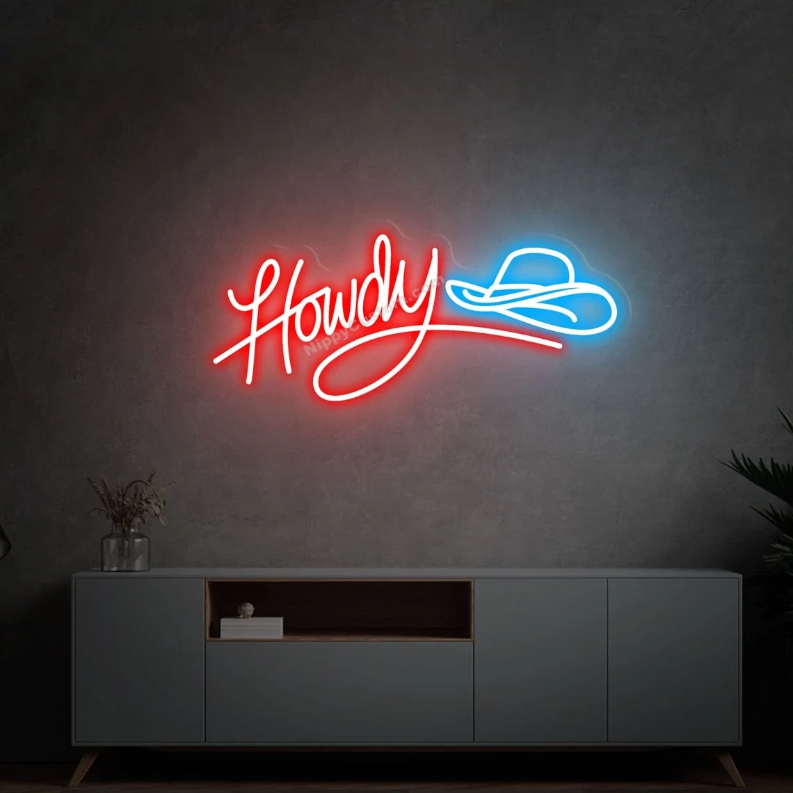 Howdy! Cowboy Hat LED Neon Wall Light Decor Sign,Howdy Neon Gifts Sign ,Cowboy Man Cave Neon Decors