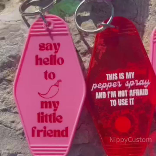 Personalized retro style motel keychains