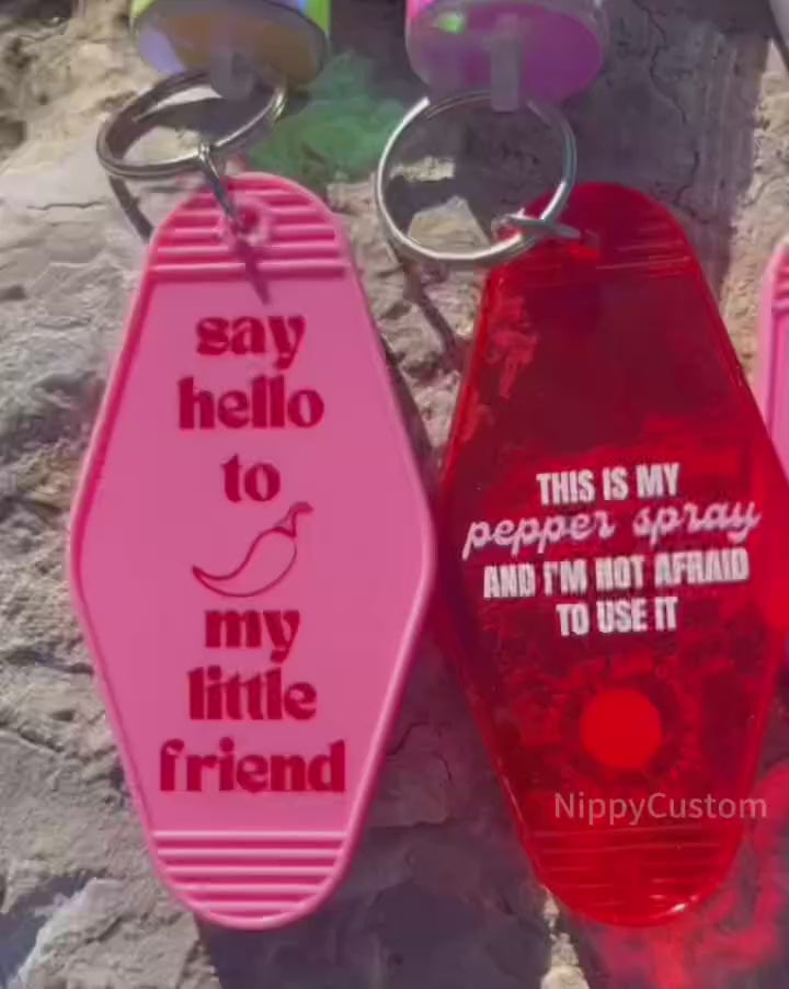 Personalized retro style motel keychains