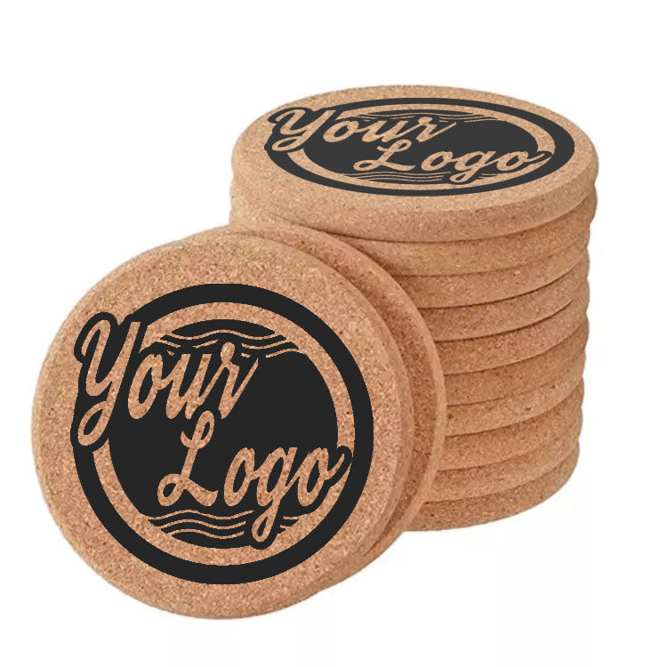 Custom Logo Imprinted OEM Thick Round Wine Cork Coaster For Cafe Coffee Drinks