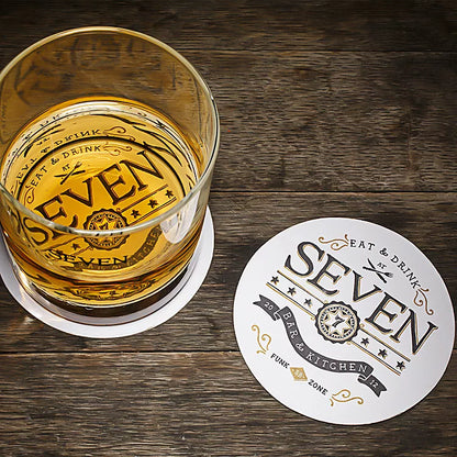 Personalized Vintage Whiskey Style Coaster Set, Barware Coasters, Bar Cart Accessory, Whiskey Gift, Custom Bourbon Beer mat