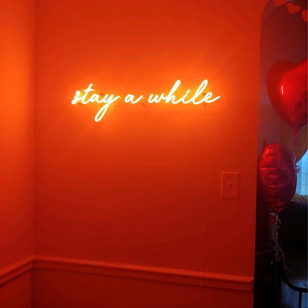 Stay awhile sign neon,Stay awhile led sign,Stay awhile wall decor,Neon sign bedroom quotes,Neon sign living room,Neon light sign for wall
