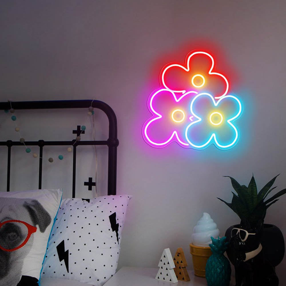 Flowers Neon Sign Light Decor Indoor Wall Hanging Girl Gift Birthday Kids Room Bedroom Flower Shop Decor Flowers neon sign