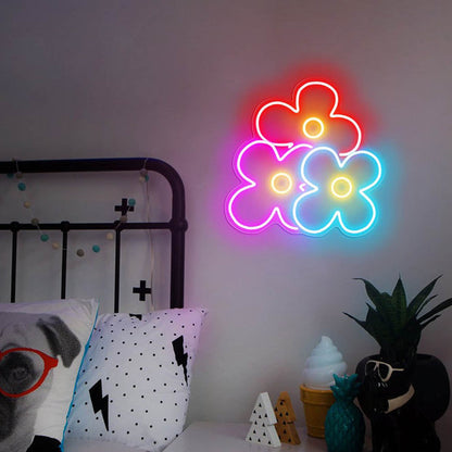 Flowers Neon Sign Light Decor Indoor Wall Hanging Girl Gift Birthday Kids Room Bedroom Flower Shop Decor Flowers neon sign