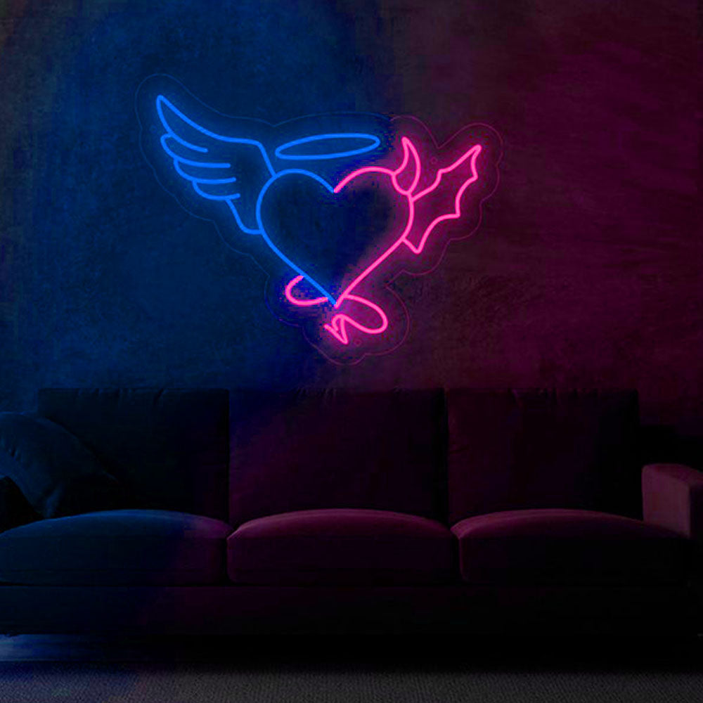 Angel and devil neon sign, Heart neon for halloween – NippyCustom