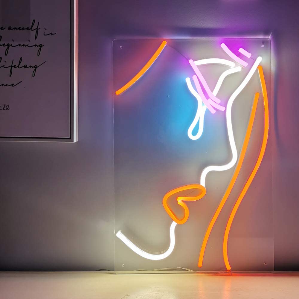 Girl Neon Sign, women silhouette neon sign for bathroom, spa neon sign ...