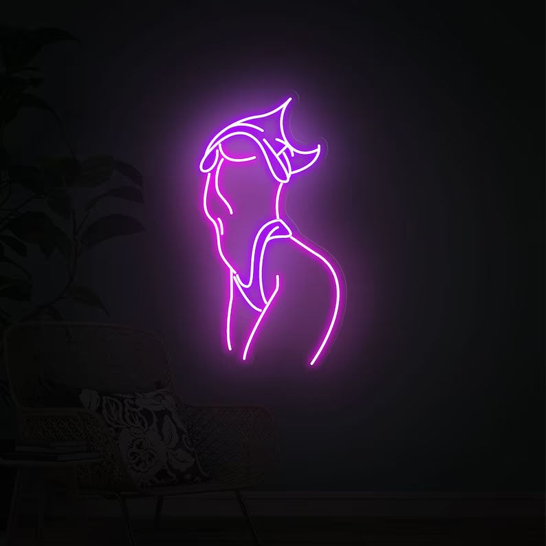 Woman body neon sign,Girl neon sign,Girl neon light,Lady neon sign,Body neon sign,Woman body decor,Yellow neon sign,Neon sign bedroom girl