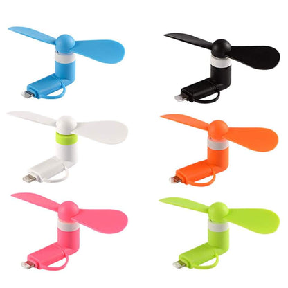 2 in 1 for iPhone Android Fan Micro USB Mobile phone Fan Portable Mini Fan