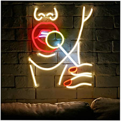 Red Lips Girl LED Neon Sign / Multicolor Beauty 