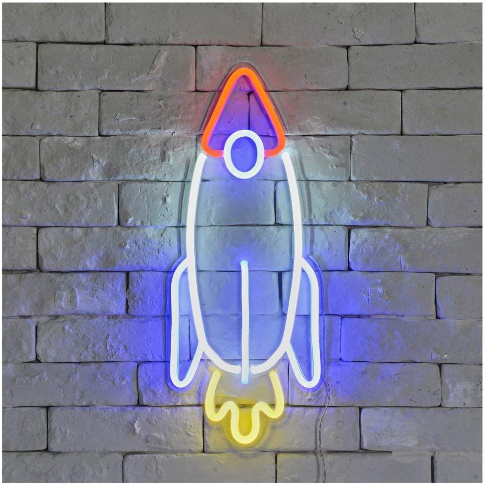 rocket neon sign,custom kids name led sign,space neon light