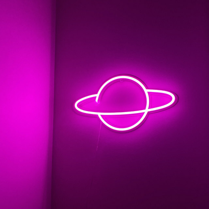 Pink/Blue Planet Neon Sign Planet Neon Led Sign, Planet Neon Light, Kids Bedroom Decor