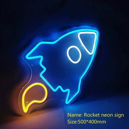 Space Rocket LED Neon Sign with Acrylic Plate Neon Decor Space Rocket Space shuttle Sign Rocket 