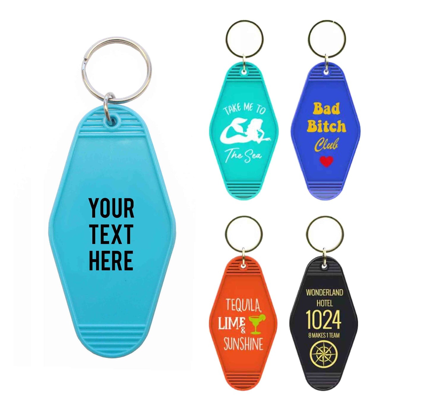 custom logo promotional plastic vintage hotel room keychain