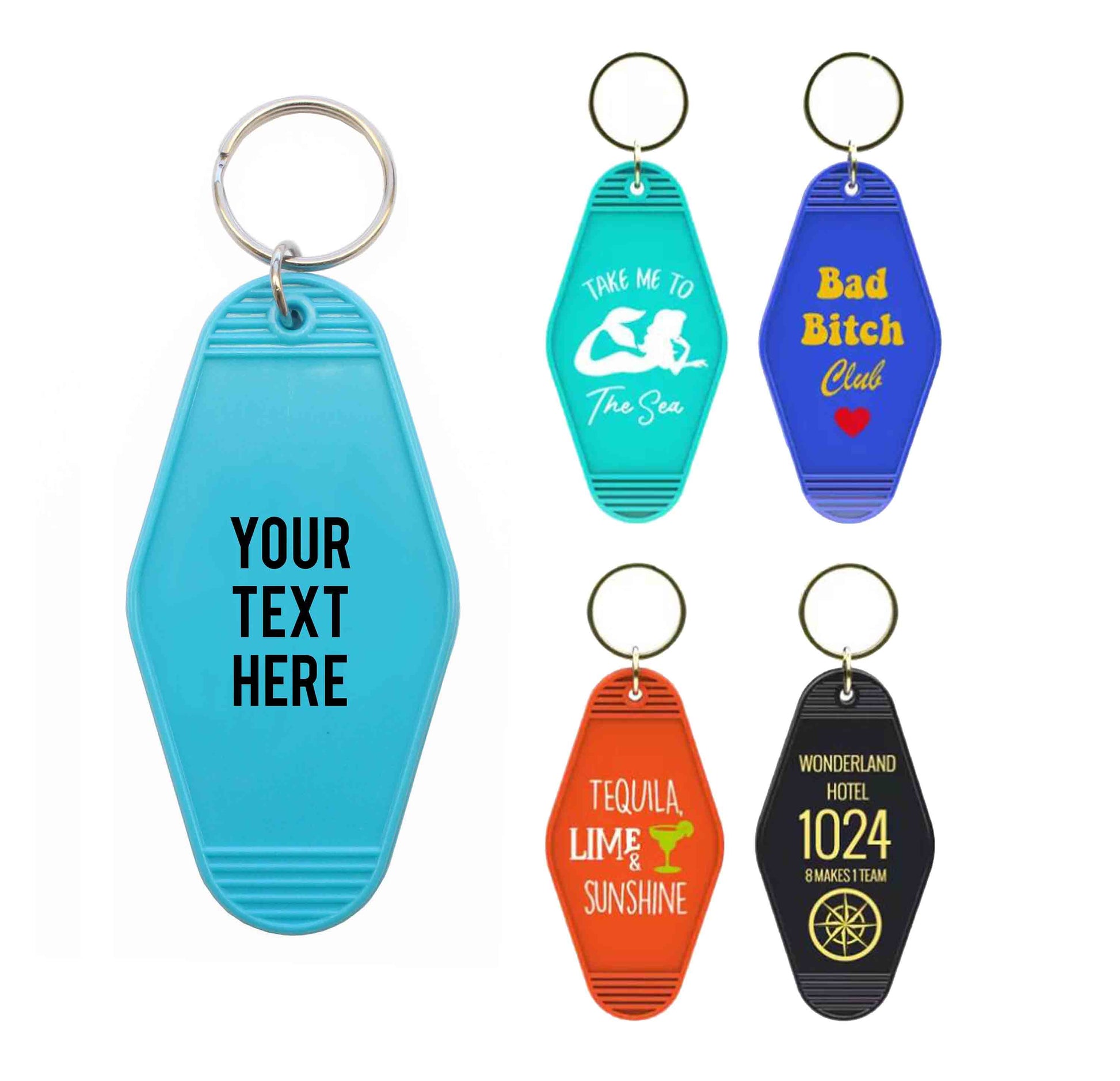 custom logo promotional plastic vintage hotel room keychain