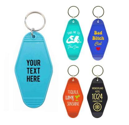 custom logo promotional plastic vintage hotel room keychain