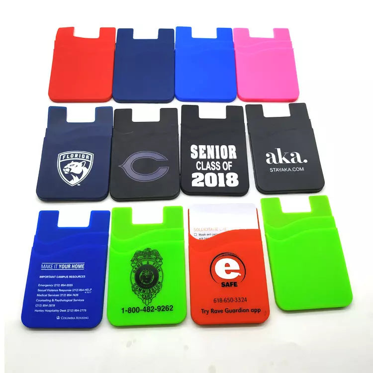 Promotional Phone Accessories Silicone Dual Pocket Custom Phone Wallet