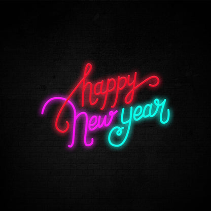 neon happy new year light