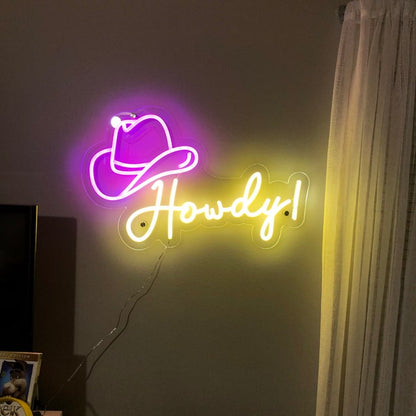 Cowboy hat neon sign, cowboy led light sign, western neon light, hat led sign