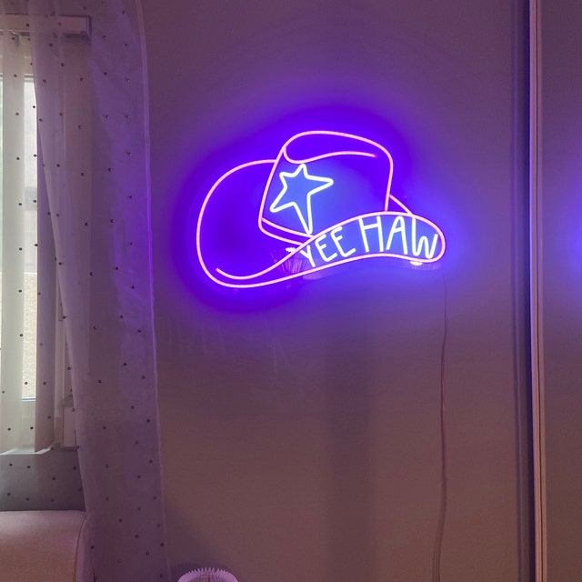 Yeehaw Cowboy Hat Neon Sign, Yeehaw Cowboy Hat Led Sign, Custom Neon Sign, Led Signs, Wall Decor, Cowboy Hat Led Lights