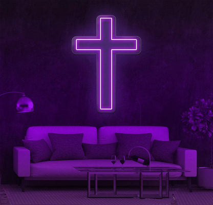 Holy Cross Neon Sign, Jesus Cross Neon Sign, Church decor for wedding, Christian wall art