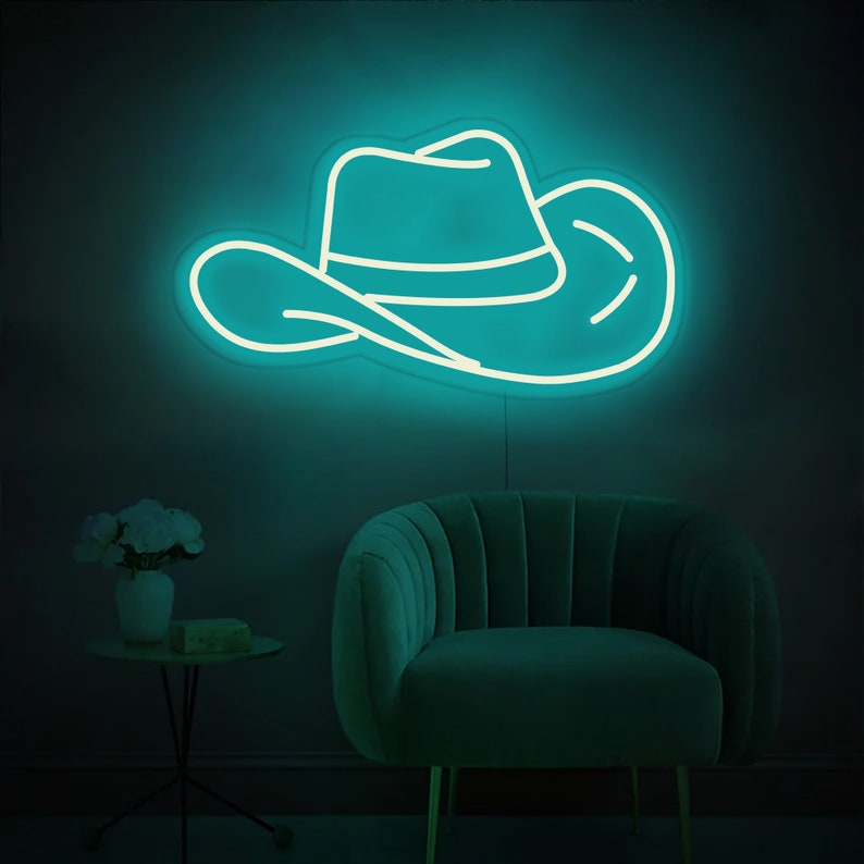 Cowboy Hat Neon Sign | Straw Hat Neon Sign | Home Decor | Cowboy Straw Hat Sign