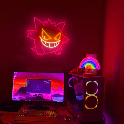 Gengar Neon Video Game Room Home Bedroom Game Room Living Room Decoration Japanese Led Neon 