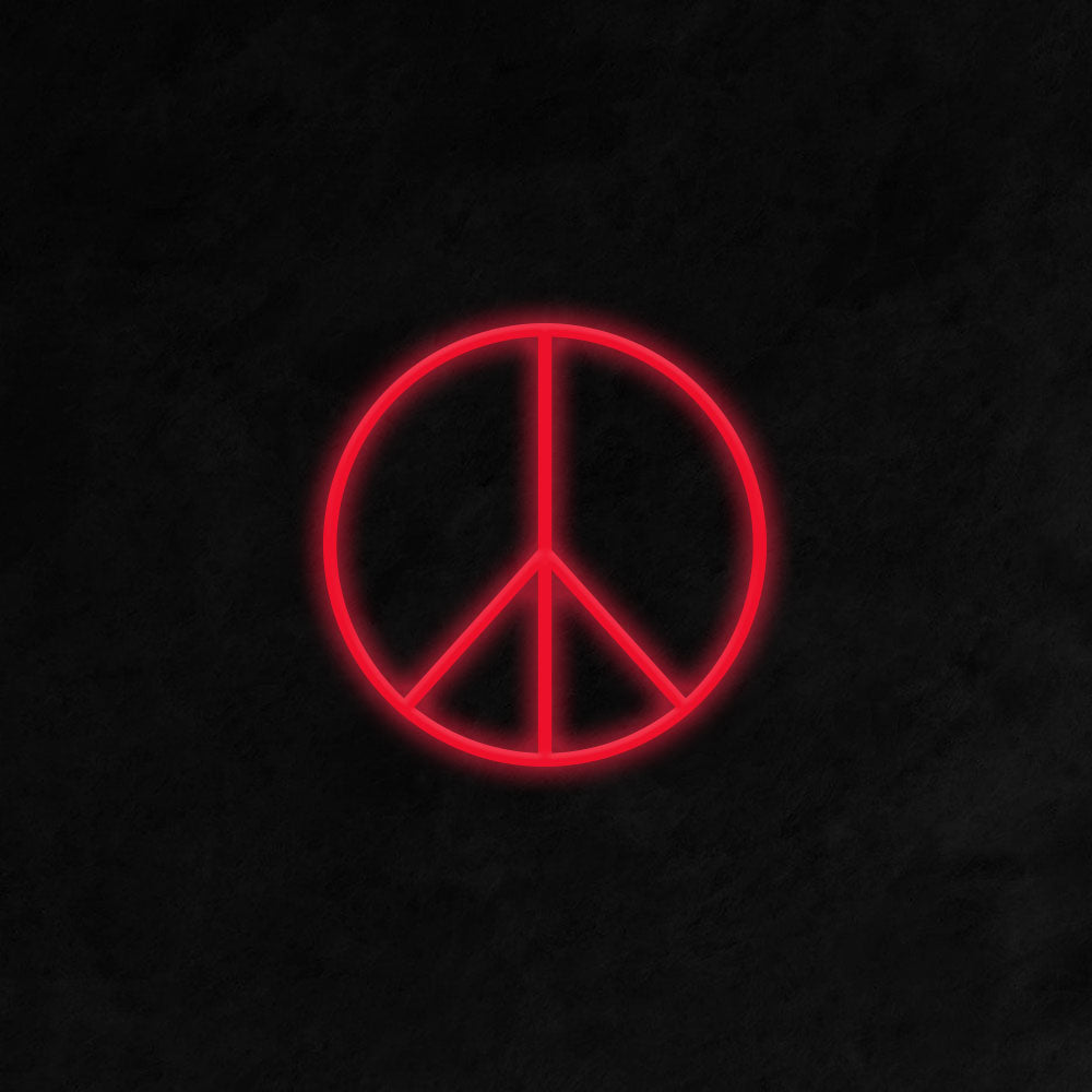 Peace Symbol neon sign Red